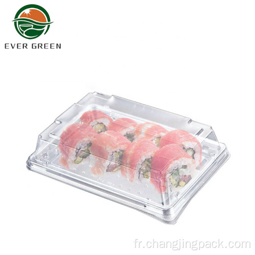 Plaque de sushi en plastique jetable plaque rectangle transparent